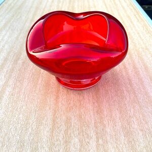 Vintage Rossini Red Hand Blown Pinched Bowl Trinket Dish Rare!